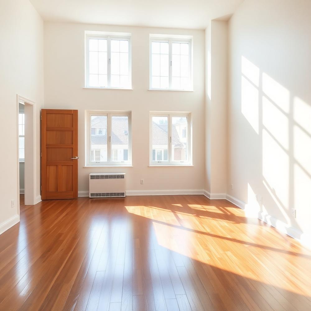 Empty apartment with polished floors after move-out cleaning