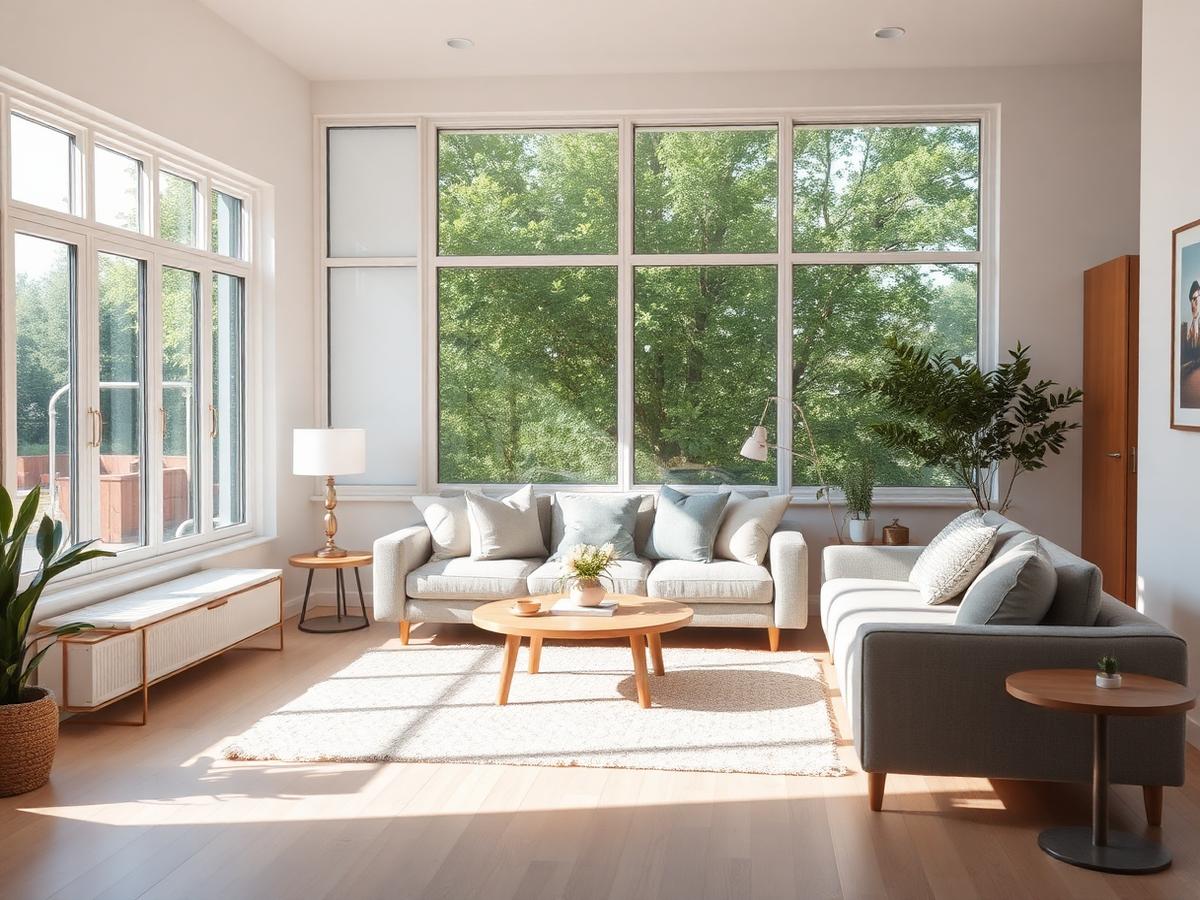 Clean, bright living room after residential cleaning in Portland Oregon